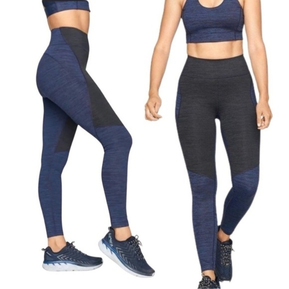 Outdoor Voices TechSweat Two-Tone Leggings in Baltic Night Small